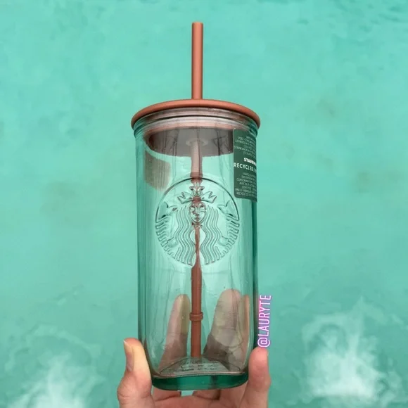 Starbucks 2024 Terracotta Brown Orange Recycled Triangle Glass Tumbler - Picture 5 of 11